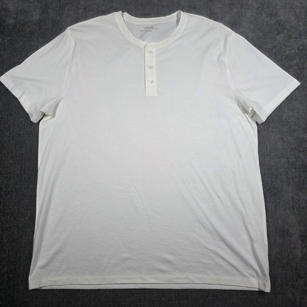 Vince Henley T Shirt Mens XL White 100% Pima Cotton Short Sleeve Preppy Luxury
